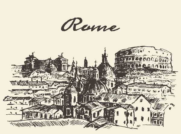 Calle Roma Italia vector ilustración bosquejo dibujado — Archivo Imágenes Vectoriales