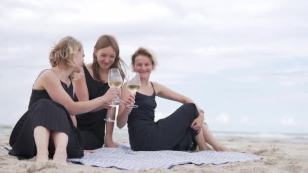 Ένα μπάτσελορ πάρτι στην παραλία δίπλα στη θάλασσα. — Αρχείο Βίντεο