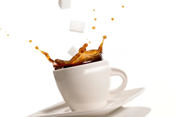 Kopje koffie splash — Stockfoto