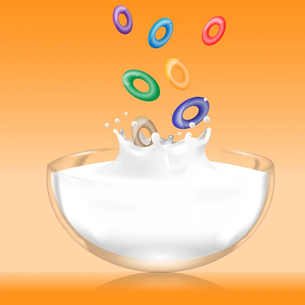 Bol en verre et éclaboussures de lait — Image vectorielle