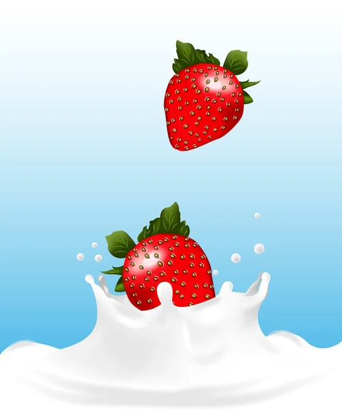 Erdbeermilch spritzt — Stockvektor
