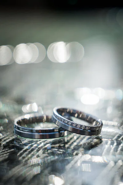 Beautiful Jewel Wedding Rings Closeup Macro Photography — Stock Photo, Image