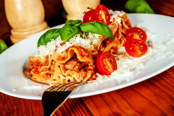 Italian lasagne with tomato — Stock Photo, Image