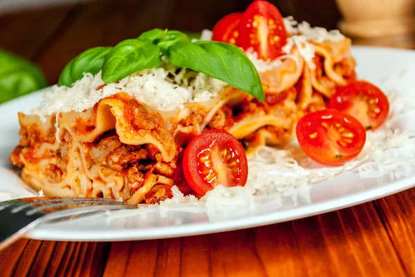 Italian lasagne with tomato — Stock Photo, Image