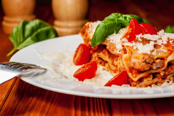 Italian lasagne with tomato — Stock Photo, Image