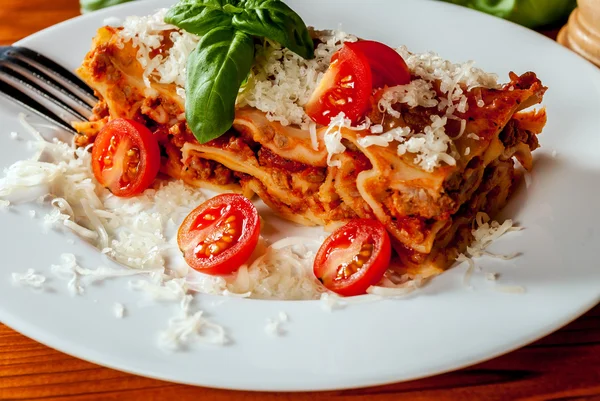 Italian lasagne with tomato — Stock Photo, Image