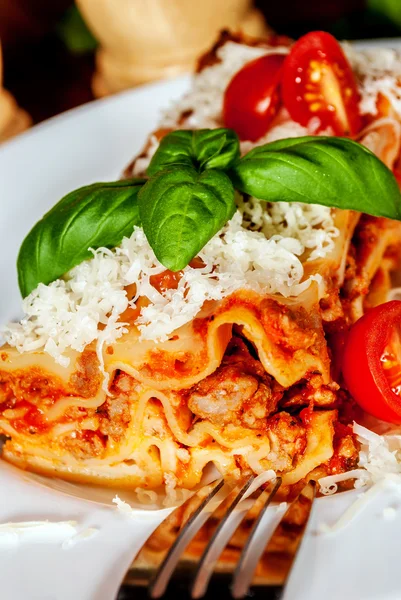 Italian lasagne with tomato — Stock Photo, Image