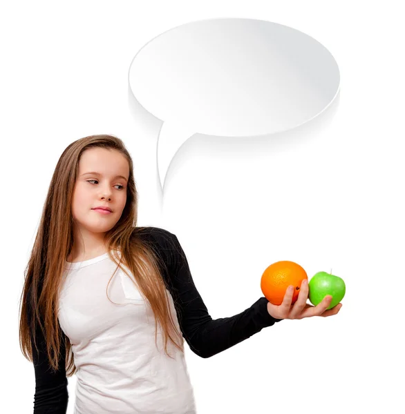 Little girl with fruit — Stock Photo, Image