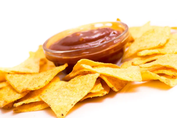 Nachos mit Tomatensauce — Stockfoto