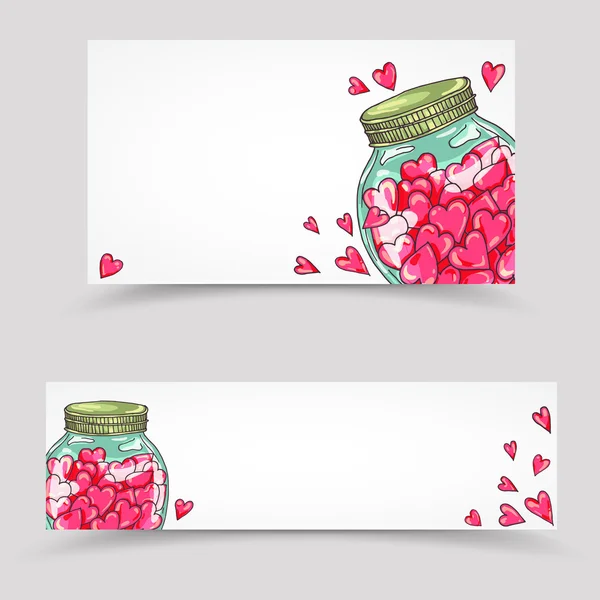 Set di banner in carta per San Valentino — Vettoriale Stock