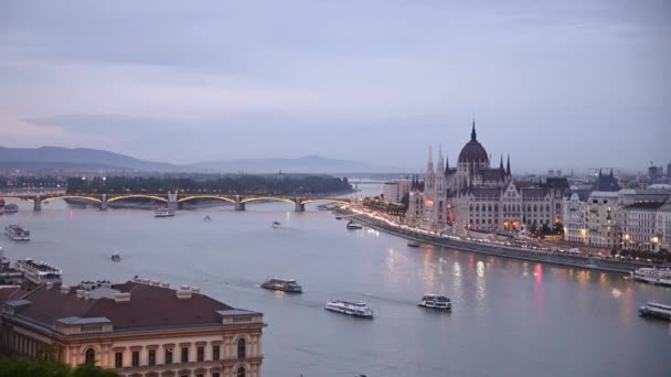 Boats Running Danubue River Budapest Hungary — Stock Video