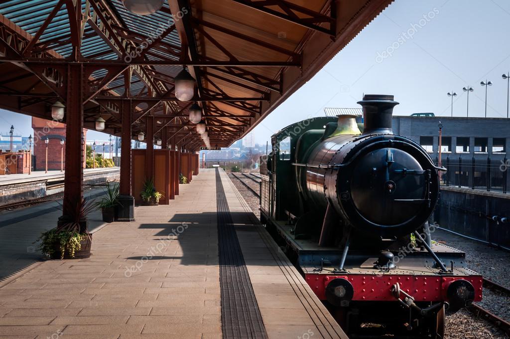 Steam engine of Train at Birmingham train station UK — Stock Photo