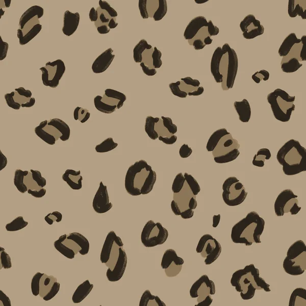 Hand Drawn Brown Beige Animalistic Brindle Seamless Pattern Brown Background — Stock Photo, Image