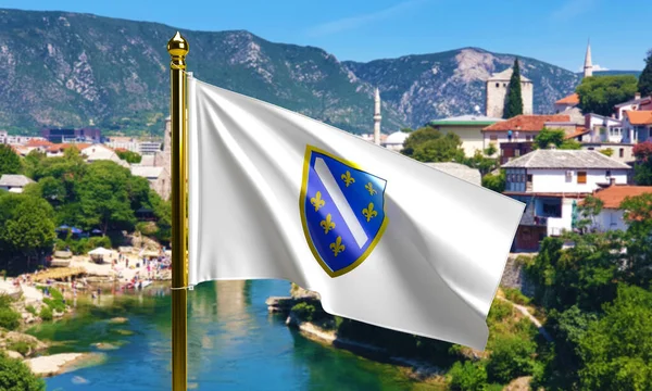 Bosnie Drapeau 1992 1998 Ljiljani Bih Flag Shield Bosnian Emblem — Photo