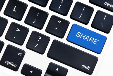 Paylaş düğmesi, modern klavyesindeki portre resmi.