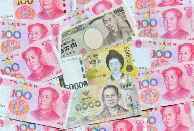 Güney Kore Wonu, Japon yeni ve Çin Rmb