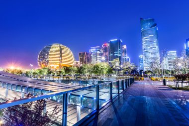 Hangzhou gökdelenler, başkenti ve en büyük city, Zhejiang eyaleti Doğu Çin. 25 Şubat 2016