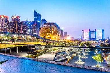 Hangzhou gökdelenler, başkenti ve en büyük city, Zhejiang eyaleti Doğu Çin. 25 Şubat 2016