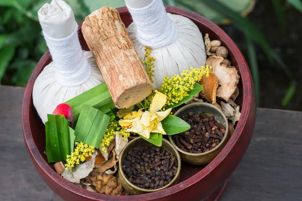 Thailändska traditionella växtbaserade bollar och örter — Stockfoto