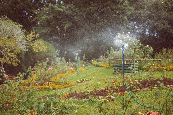 Figuur laat zien hoe het veld wordt geïrrigeerd — Stockfoto