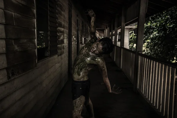 Ugly Zombie man in haunted house — Stock Photo, Image