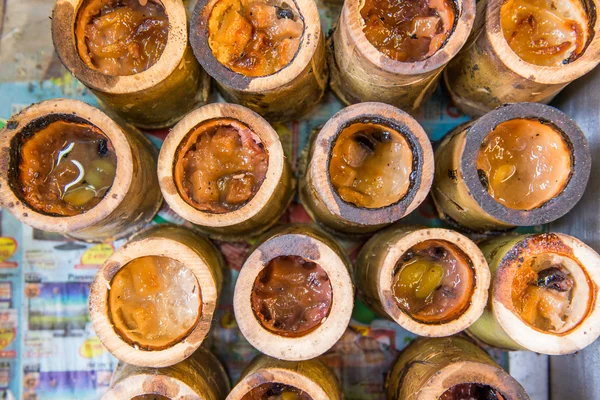 Glutinous rice roasted in bamboo joints — Stock Photo, Image