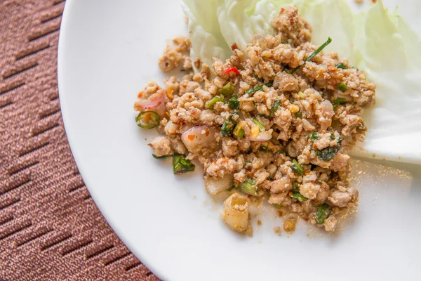 Thai Spicy minced meat salad — Stock Photo, Image