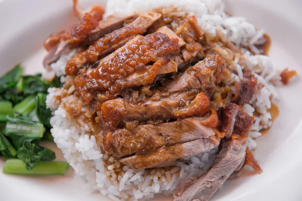 Rice with Roasted duck and vegetable — Stock Photo, Image