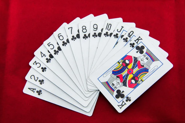 Poker cards on red background — Stock Photo, Image