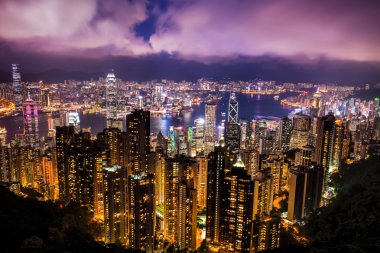 HONG KONG - JUNE 08, 2015: skyline of Hong Kong from Victoria Pe