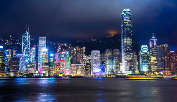 HONG KONG - JUNE 09: City Landscape of Hong Kong from Star of Avenue. Hong Kong. JUNE 09, 2015. The Landmark of Hong Kong.