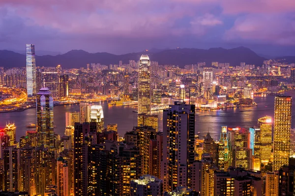 HONG KONG - JUNE 08, 2015: skyline of Hong Kong from Victoria Pe Royalty Free Stock Photos
