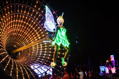 little Angel in Tinker Bell cartoon parade in Disneyland, Hong Kong