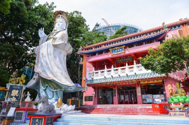 HONG KONG - JUN 12, Repulse Bay, is a bay in the southern part of Hong Kong Island and Kwan Yin Temple Shrine is a Taoist shrine at the southeastern end of Repulse Bay on June 12, 2015.