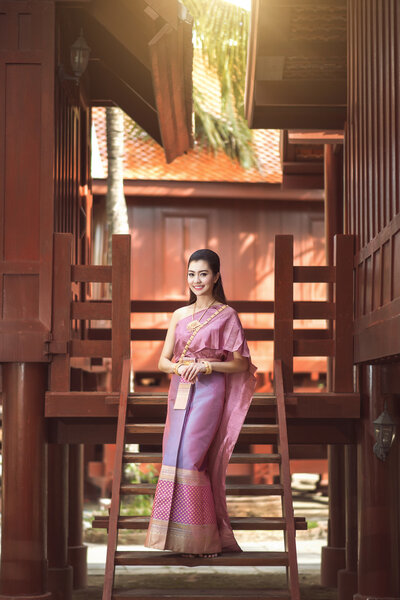 Beautiful Thai girl in Thai traditional costume