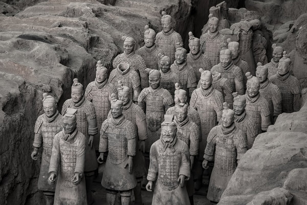 The Terracotta Army or the "Terra Cotta Warriors and Horses" buried in the pits next to the Qin Shi Huang's tomb in 210-209 BC. October 24, 2015 in Xian of Shaanxi Province, China.
