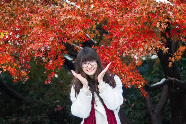 Young Chinese woman in autumn — Stock Photo, Image