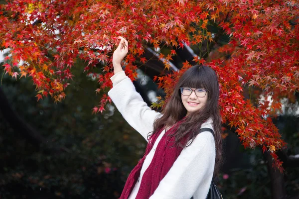 Jonge Chinese vrouw in de herfst — Stockfoto