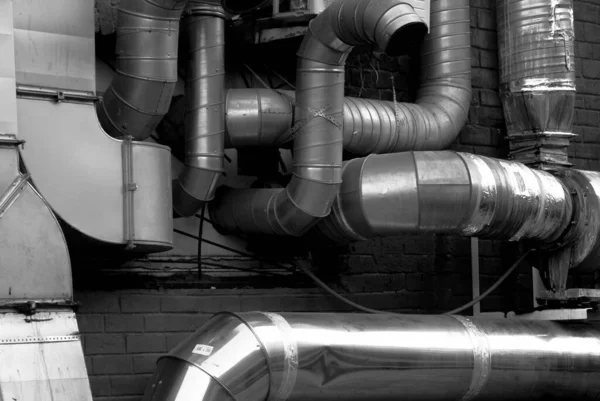 Tubos Metal Sistema Ventilação — Fotografia de Stock