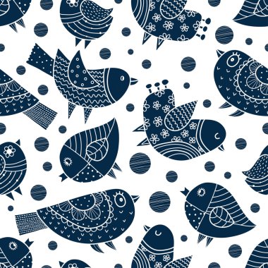 Mavi kuş ile desen.