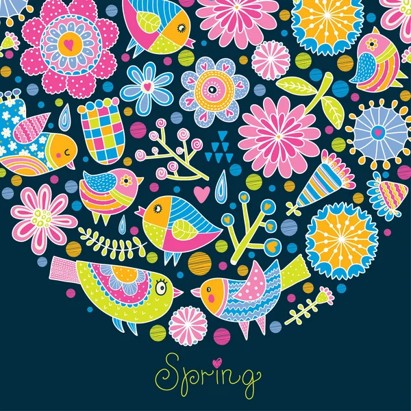 Bonita postal de primavera — Vector de stock