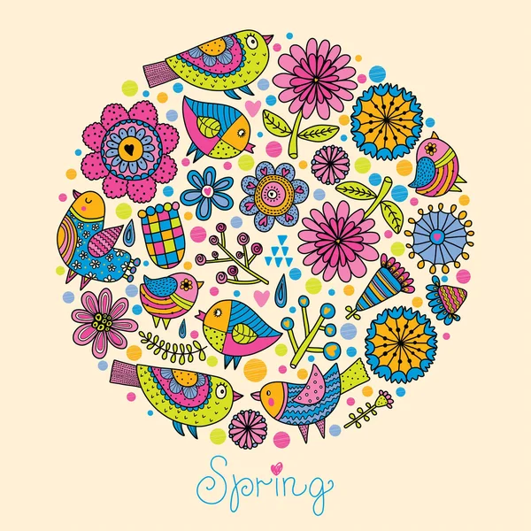 Bonita postal de primavera — Vector de stock