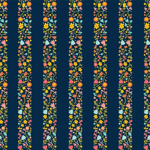 Patrón sin costuras de rayas florales — Archivo Imágenes Vectoriales