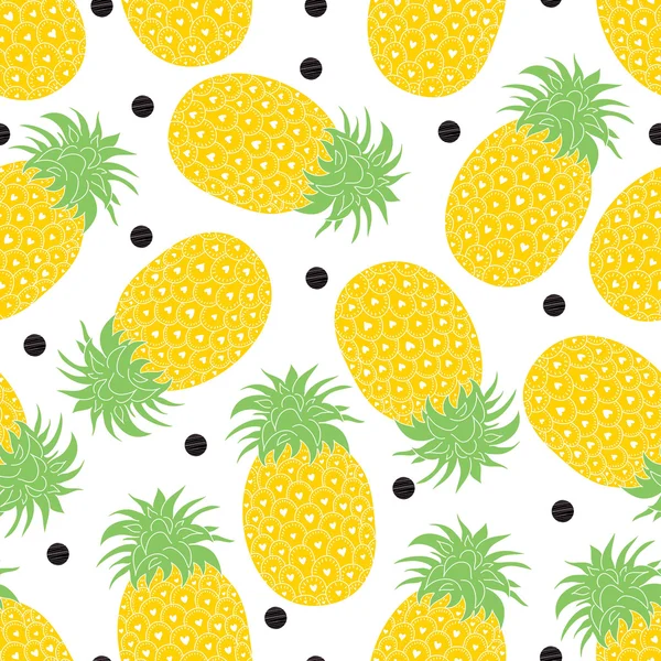 Ananas und Tupfen nahtloses Muster — Stockvektor