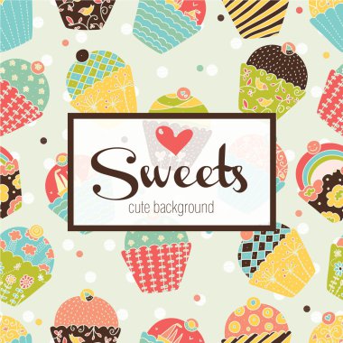 Tatlı kek ile şirin kartpostal