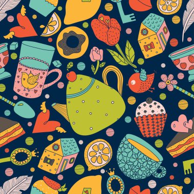 Vintage çay saati seamless modeli