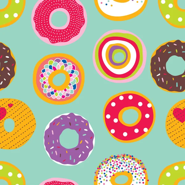 Donuts naadloos patroon. — Stockvector
