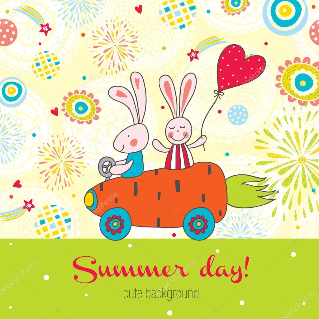 Rabbits ride on funny car Stock Vector Image by ©vyazovskaya 114978372