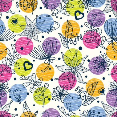 Dekoratif çiçeklerle şirin seamless modeli. 