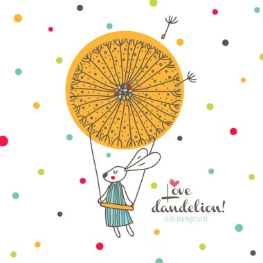 Bir karahindiba üzerinde uçan tavşan